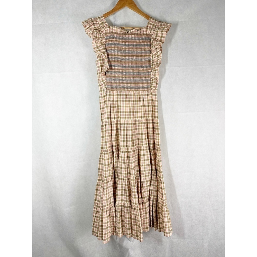 DÔEN Midi Plaid Arbor Smocked Midi Dress Size XS - Picture 2 of 15
